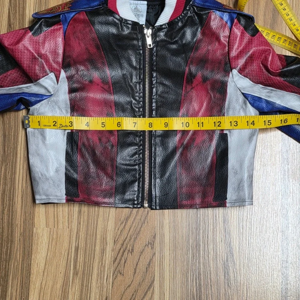 Disney Decendants Evie Bomber Jacket Girl's Size‎ 7/8 Red Blue Black Cropped